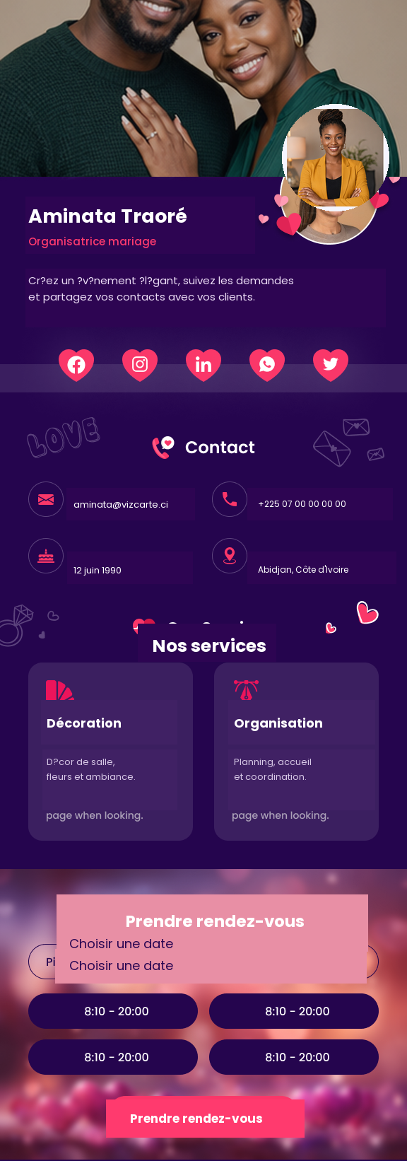 Modèle de carte VIZCARTE 29